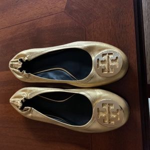 Ladies Tory Burch Gold Ballerina Slippers